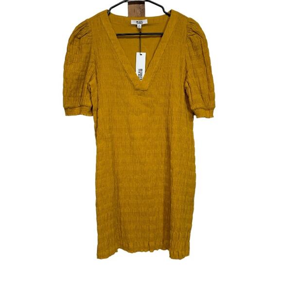 BB Dakota by Steve Madden Soft and Found Mustard Yellow Short Sleeve Dress Sz S - Picture 3 of 10